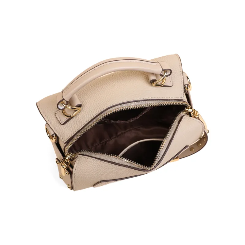 COMELY Cow Leather Patchwork Synthetic Leather One Shoulder Handbags Regular Women's Elephant Gray-3