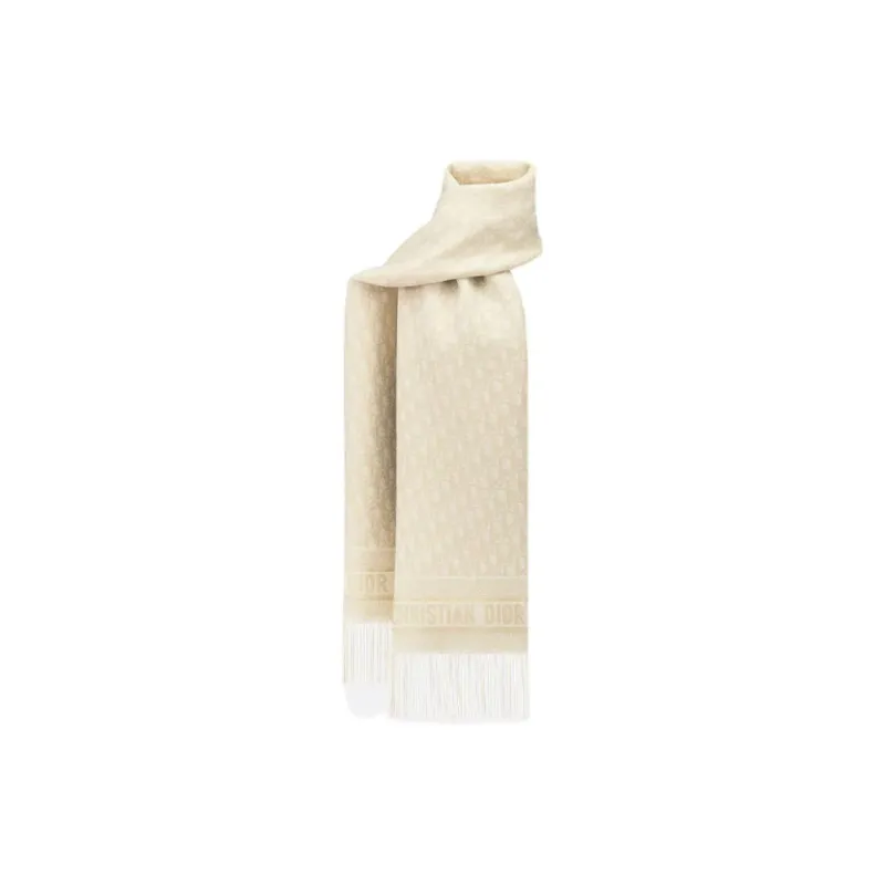 DIOR Viscose Knit Scarves Women's Ecru-2