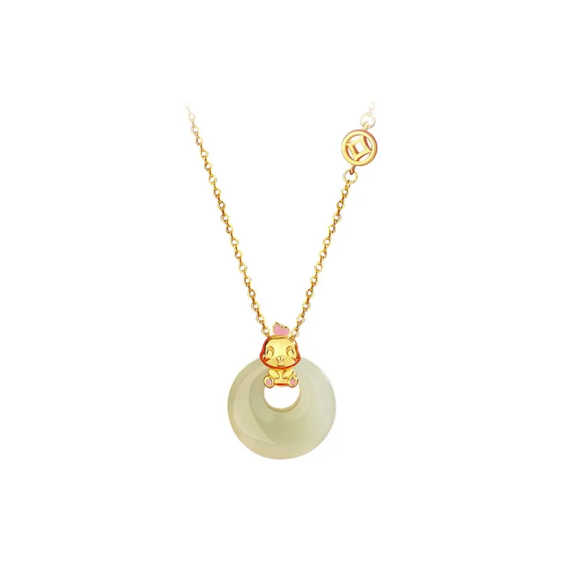 Qing Yi Hetian Jade Necklaces Pale Greenish White Jade Unisex-15