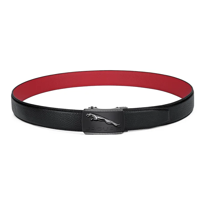JAGUAR Boyfriend Cow Leather Belts Men's Black Width 3.5CM-3