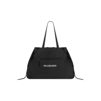 Balenciaga Recycled Nylon Drawstring Bag Tote Bag Shopping Bag Shoulder Bag Handbag Women's Black