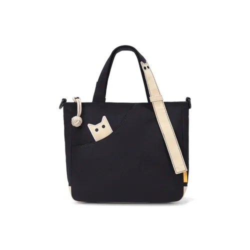 NOXXON Nylon Tote Bag, Shopping Bag, Portable Crossbody Bag, Shoulder Bag Small Size Women's Obsidian Black/Khaki