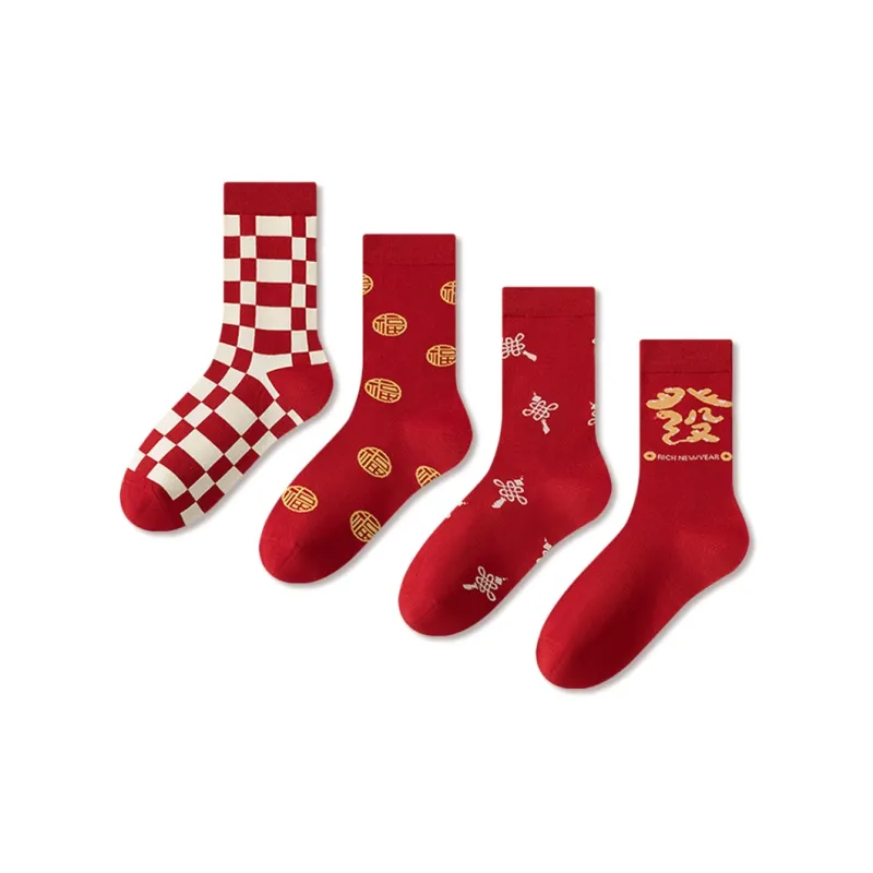 JIAZINI Mid Calf Socks Unisex 4 Pack-30