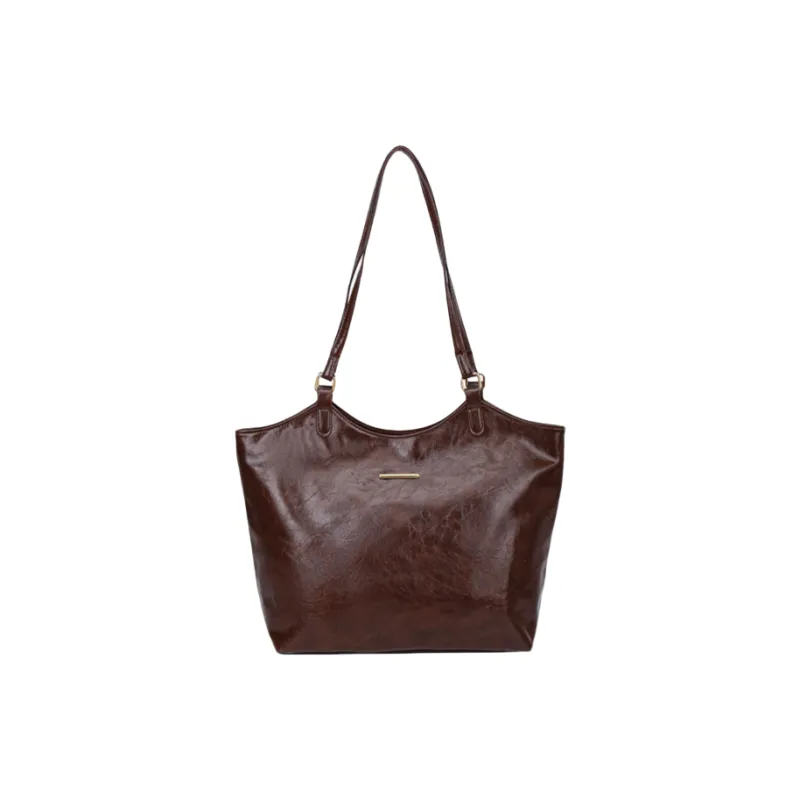 RIVMIND PU Shoulder Bag Women's Brown/Coffee/Black-0