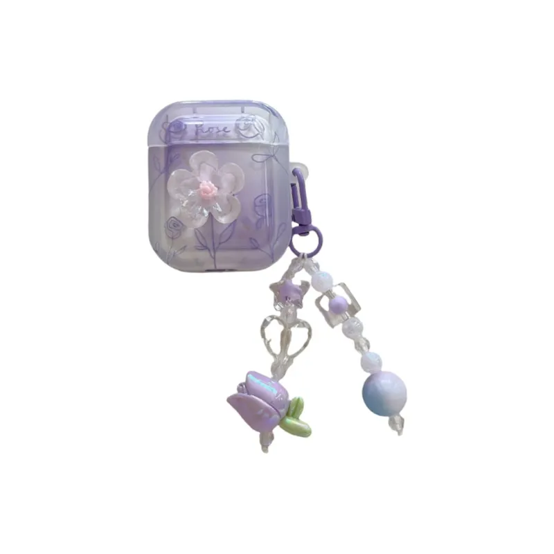 Baohuguang Compatible With AirPods Pro 2/3/1 TPU Instagram Style Smudge Proof 3D Effect Floral Headphone Cases-1