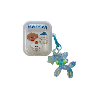 Baohuguang Compatible With AirPods 2/1/pro TPU Cute Cartoon Three Puppies Fully Enclosed Headphone Cases