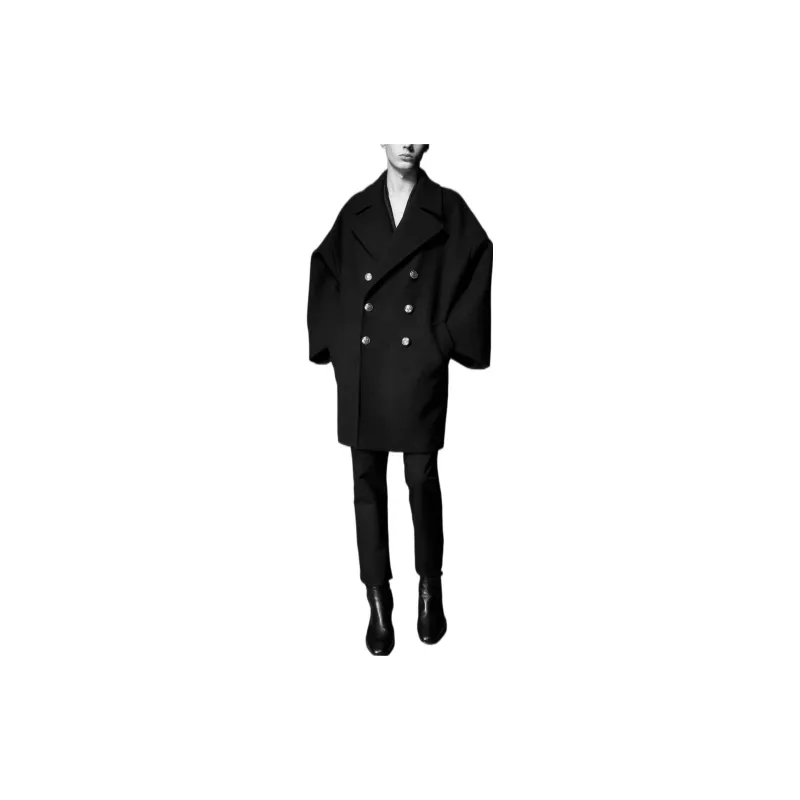 SAINT LAURENT Coats Men Black-2