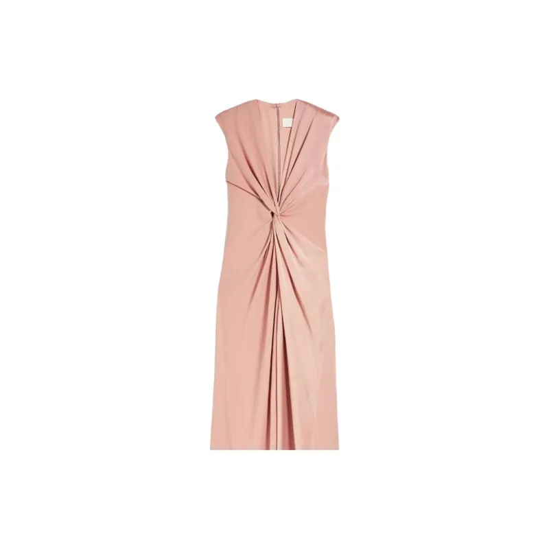 MaxMara Envers Satin Draped Dress Sleeveless Dress Women's Pink-4