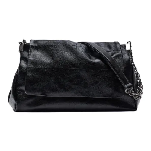 ZARA ROCK FLAP Polyurethane Crossbody Bag, Shoulder Bag Women's Black