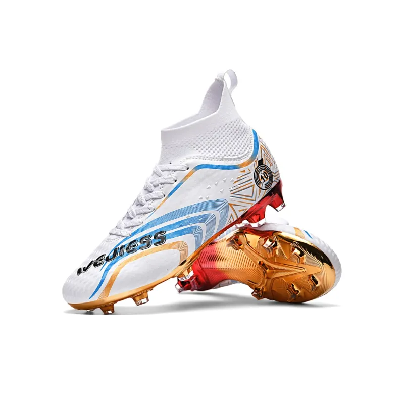 CAMKIDS Slip Resistant Anti Kick Lightweight Cushioning Support High Top Kids' Soccer Shoes Teenagers-1