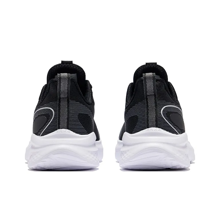 Erke Cushioning Lightweight Low-Top Running Shoes Men's Jet Black Carbon Gray-4