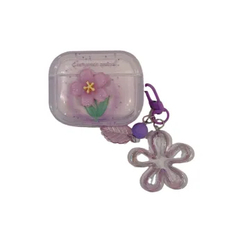Baohuguang Compatible With AirPods 2/1/pro TPU Ins Refreshing Fade Purple Floral Headphone Cases