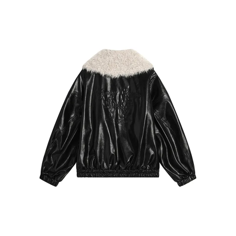 ELF SACK Cropped Coat Women's Urban Chic Style Bright Black-1