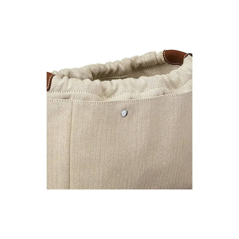 HERMES Canvas With Barenia Calfskin Canvas Bag With Insert Clutch Women's Natural/Fauve Light Tawny-7