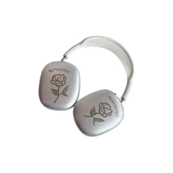 Baohuguang Compatible With AirPods Max TPU Silver Coated Rose Lightweight Fully Enclosed Headphone Set