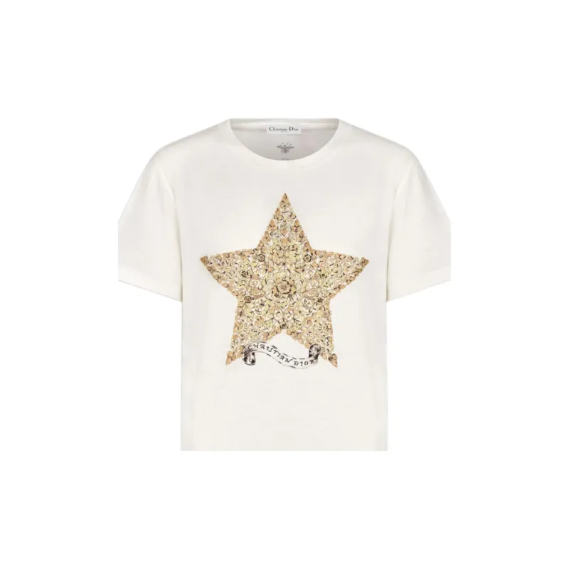 DIOR T Shirt Women's White Gold-2