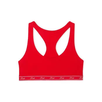 Victoria's Secret PINK Bralettes Tops Logo Cotton Racerback Bralette/BV Bra Women's Bright Vermilion