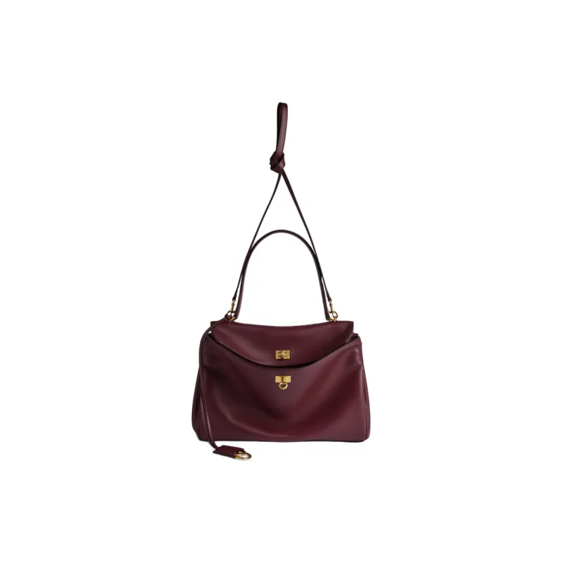 Balenciaga Rodeo Medium Tote Handbag Women's Dark Burgundy-1