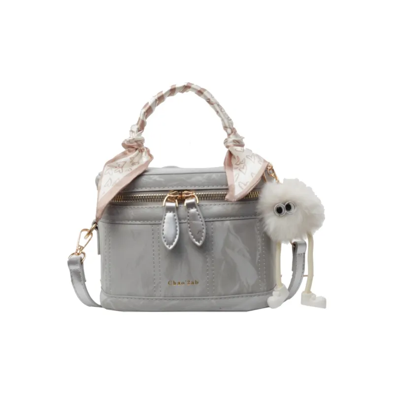 HCXK PU Vintage Shoulder Bag Crossbody Bag Portable Bucket Bag Regular Women's Ecru/Silver/Black/Pink-8