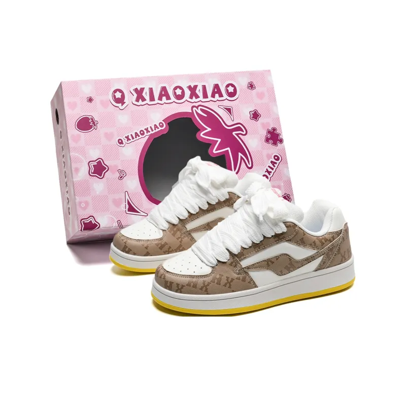 Circle Small Height Increasing Wear Resistant Slip Resistant Low Top Skateboard Shoes Unisex Pink Box Included-19
