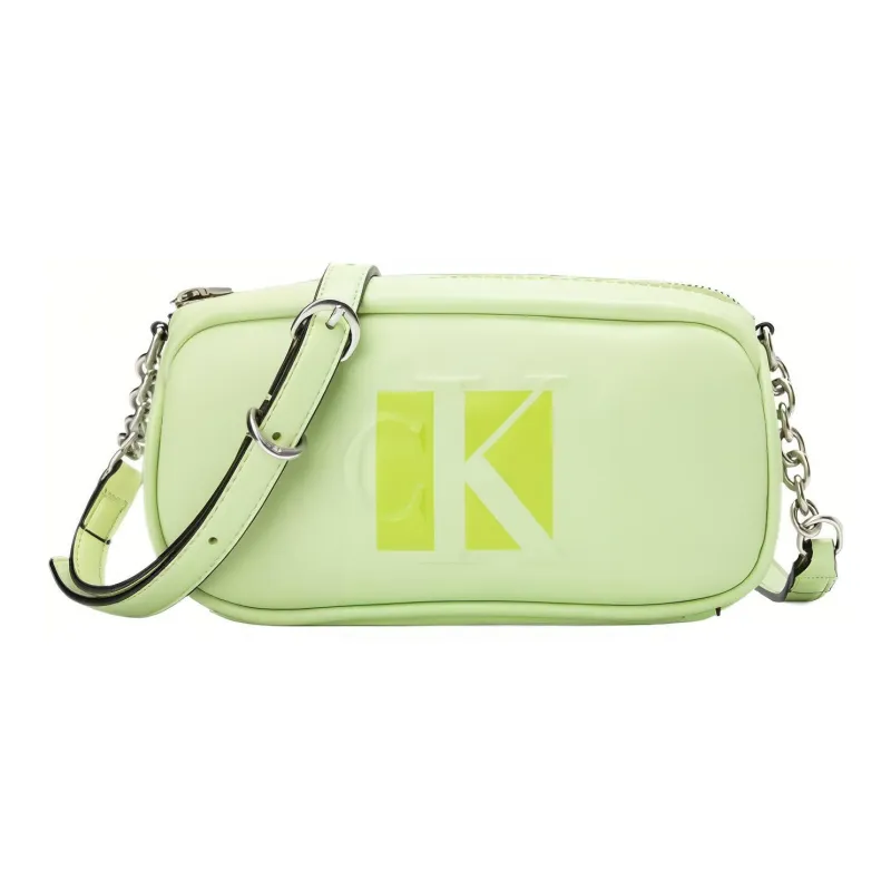 CALVIN KLEIN Synthetic Material Cylinder Bag Shoulder Bag Crossbody Bag Medium Size Women's Light Green-0