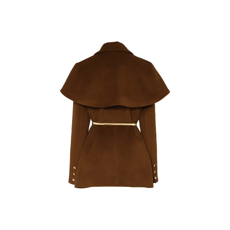 Duffy Fashion Cropped Coats Women's Coffee-1