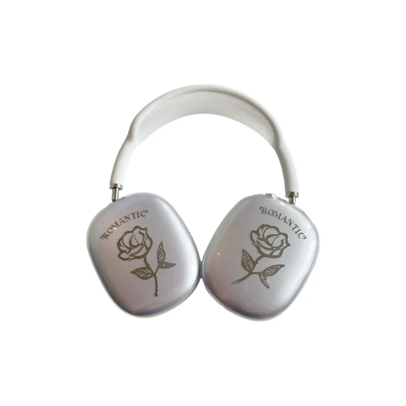 Baohuguang Compatible With AirPods Max TPU Silver Coated Rose Lightweight Fully Enclosed Headphone Set-2