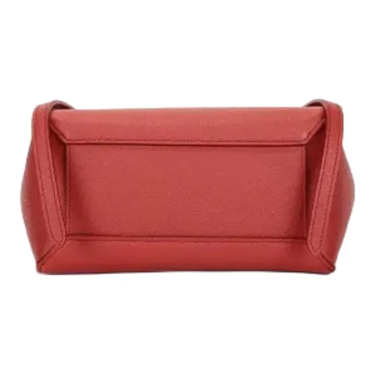 CELINE Belt Grained Calfskin Portable Crossbody Bag Shoulder Bag Women's Fox Red-3