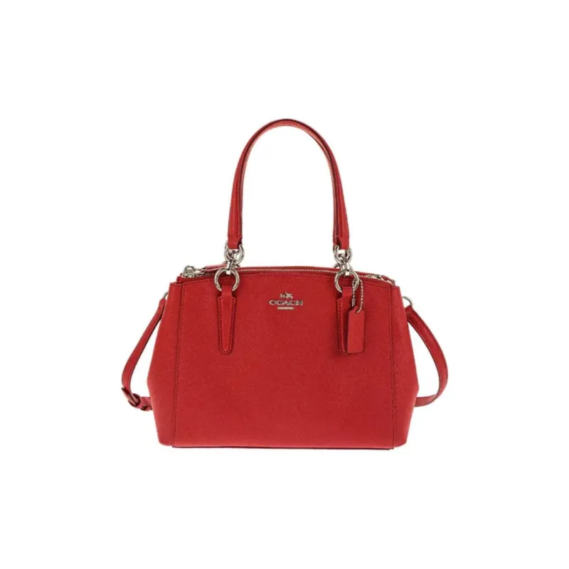 COACH Christie Cross-Stitch Leather Tote Bag Shoulder Bag Crossbody Bag Large Size Women's Red-1