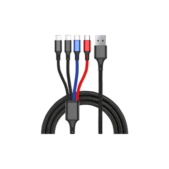 X IT 1.2m All in one Four in One Cable Compatibility Apple Huawei Android Multifunction Yarn Multi Head Cell Phone All