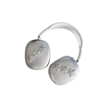 Baohuguang Compatibility With AirPods Ma TPU Urban Chic Style Silver Stars Fully Enclosed Headphone Cases