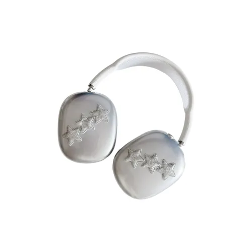 Baohuguang Compatibility With AirPods Ma TPU Urban Chic Style Silver Stars Fully Enclosed Headphone Cases