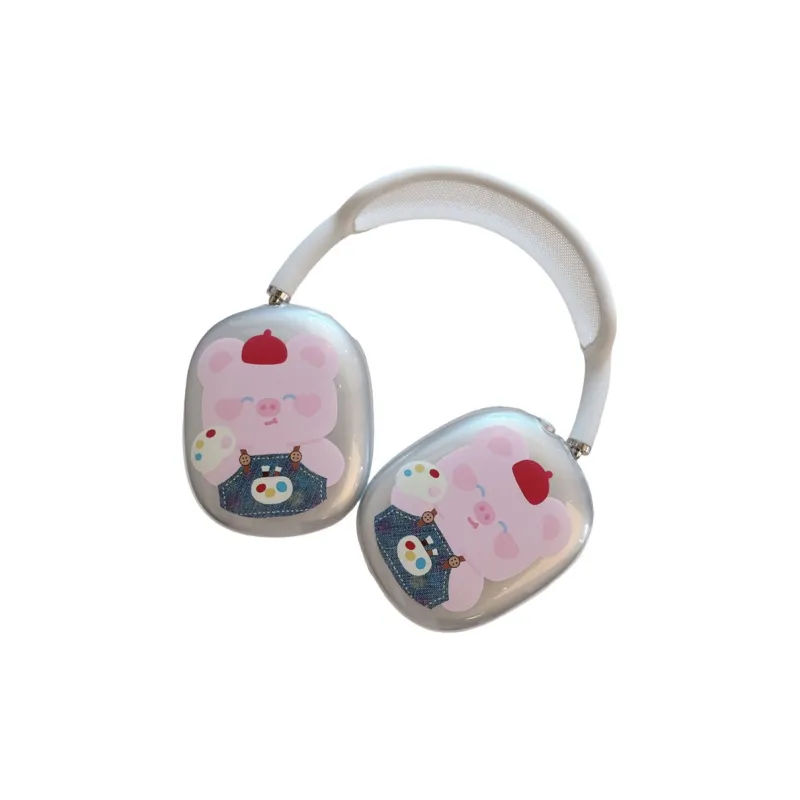 Baohuguang Compatible With AirPods Max TPU Ins Cute Denim Pink Piggy Headphone Set-1