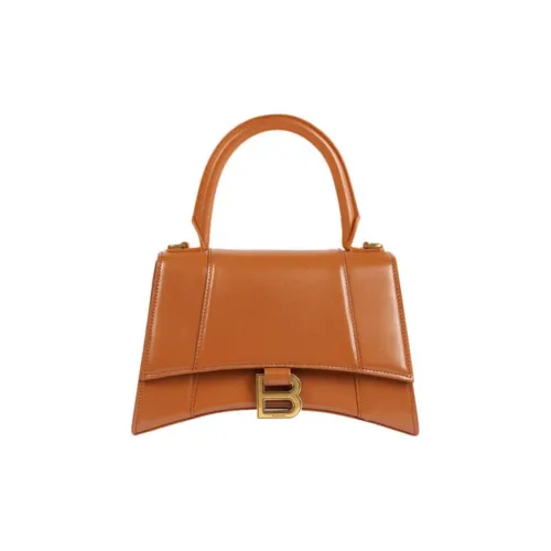 Balenciaga Hourglass Cow Leather Shoulder Bag Women's Camel