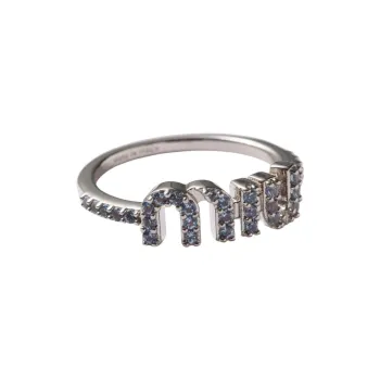 MIU MIU Cubic Zircon, Metal, Palladium Plated Rings Women's Blue