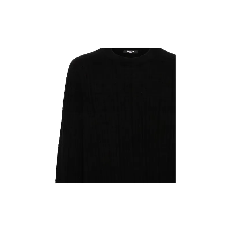 BALMAIN Patterned Jacquard Crewneck Jumper-4