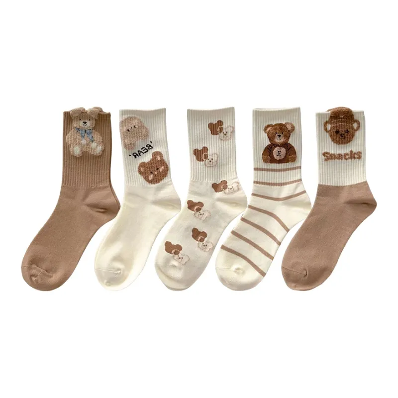 BEAR UNION Mid Calf Socks Women's 5 Pack-2
