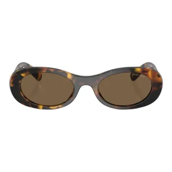 MIU MIU Acetate Oval Sunglasses Women's Brown