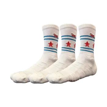 UZPO Basketball Socks Unisex 3 Pack Bull White