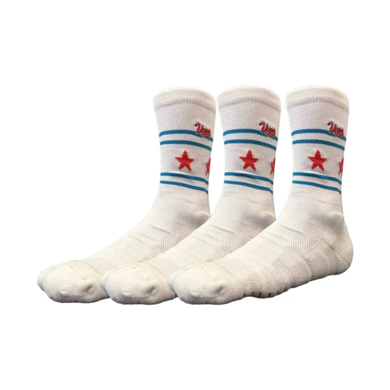 UZPO Basketball Socks Unisex 3 Pack Bull White-0