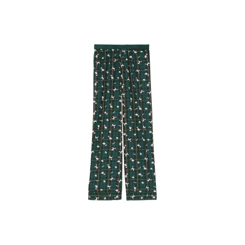 Victoria's Secret PINK Flannel Sleep Pants / Deep Forest Dogs Pajama Pants Women's Green Plaid Deep Forest Dog-0