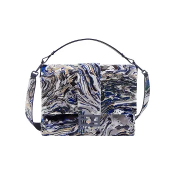FENDI Baguette Leather Baguette Bag Messenger Bag Handbag Shoulder Bag Crossbody Bag Large Size Men's White/Black/Blue