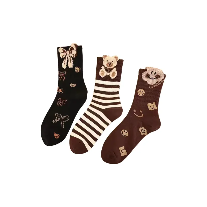 BEAR UNION Mid Calf Socks Women's 3 Pack-12