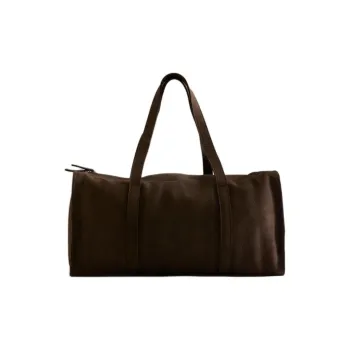 ZARA Cow Leather Portable Travel Bag Unisex Brown