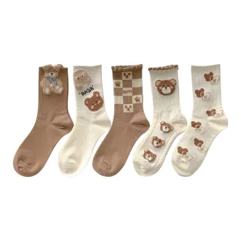 BEAR UNION Mid Calf Socks Women's 5 Pack