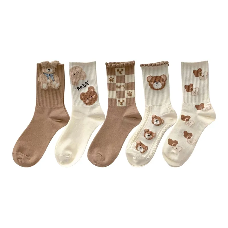 BEAR UNION Mid Calf Socks Women's 5 Pack-0