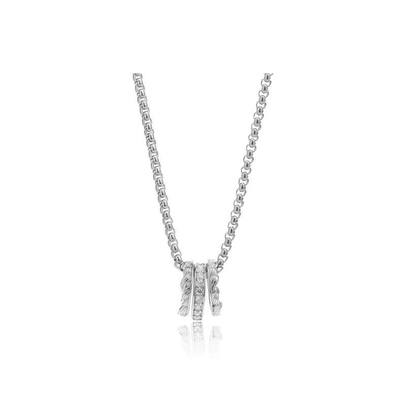 FOREVER MELODY 925 Sterling Silver Necklaces Men's-0