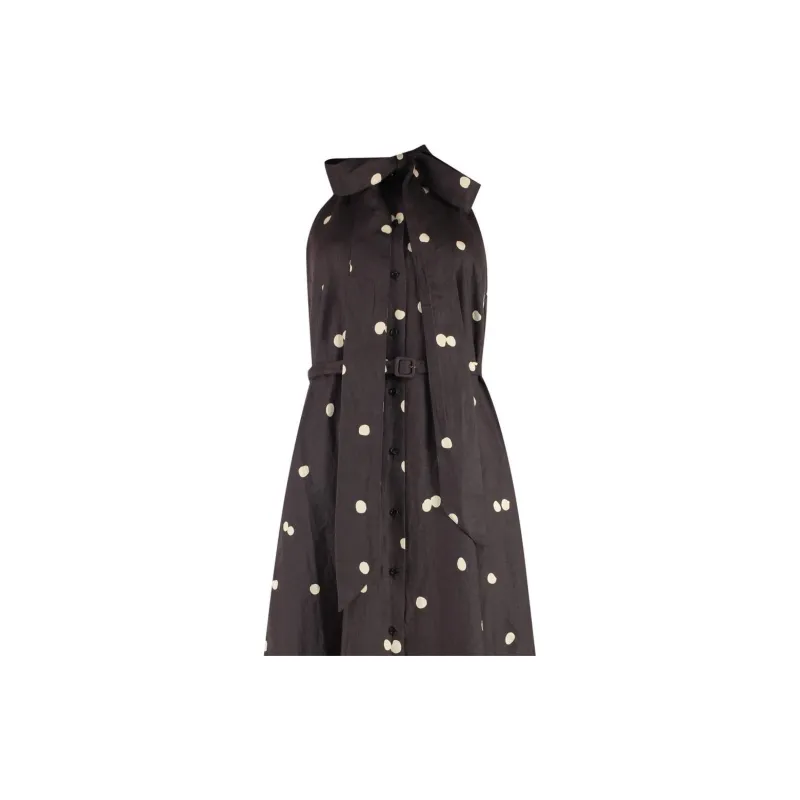 ASPESI Polka-Dot Printed Tie-Neck Midi Dress-4