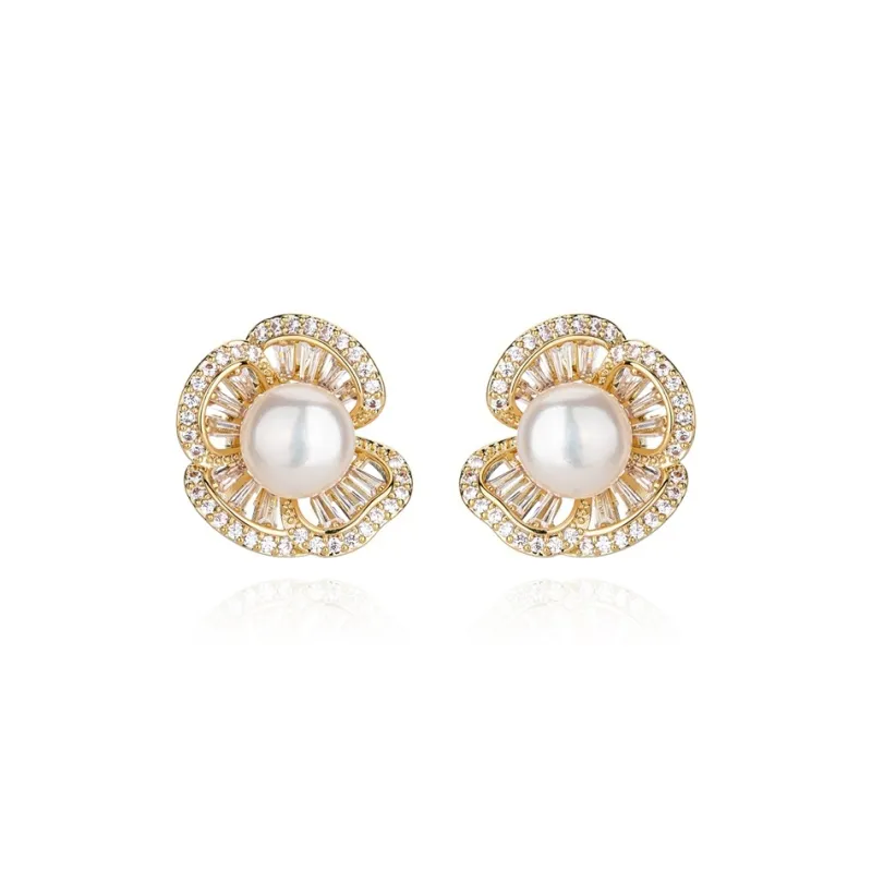 QLADY Freshwater Pearl Stud Earrings Women's-0