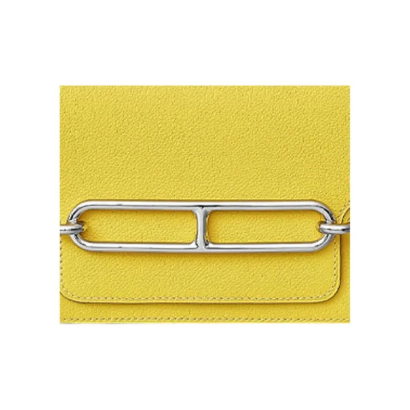 HERMES Roulis Evercolor Calfskin Shoulder Bag, Crossbody Bag Mini Women's Lemon-4